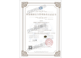 職業(yè)健康安全管理體系認證證書